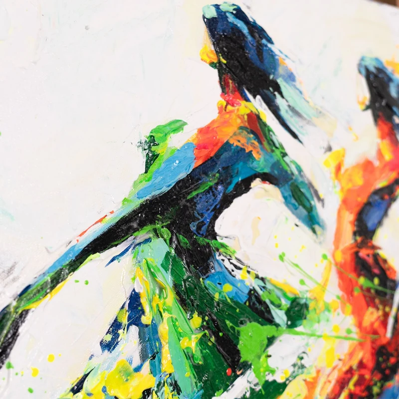 Handgemaltes Abstrakte Acrylbild auf Leinwand "Farbenfrohe Anmut" 115x50cm