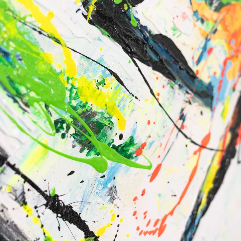 Handgemaltes Abstrakte Acrylbild auf Leinwand "Farbenfrohe Anmut" 115x50cm