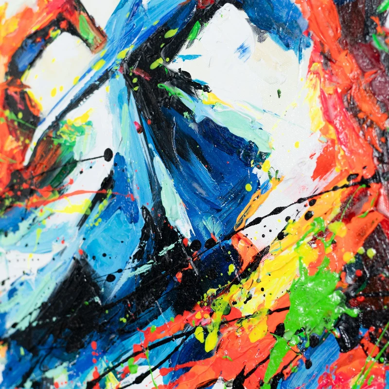 Handgemaltes Abstrakte Acrylbild auf Leinwand "Farbenfrohe Anmut" 115x50cm