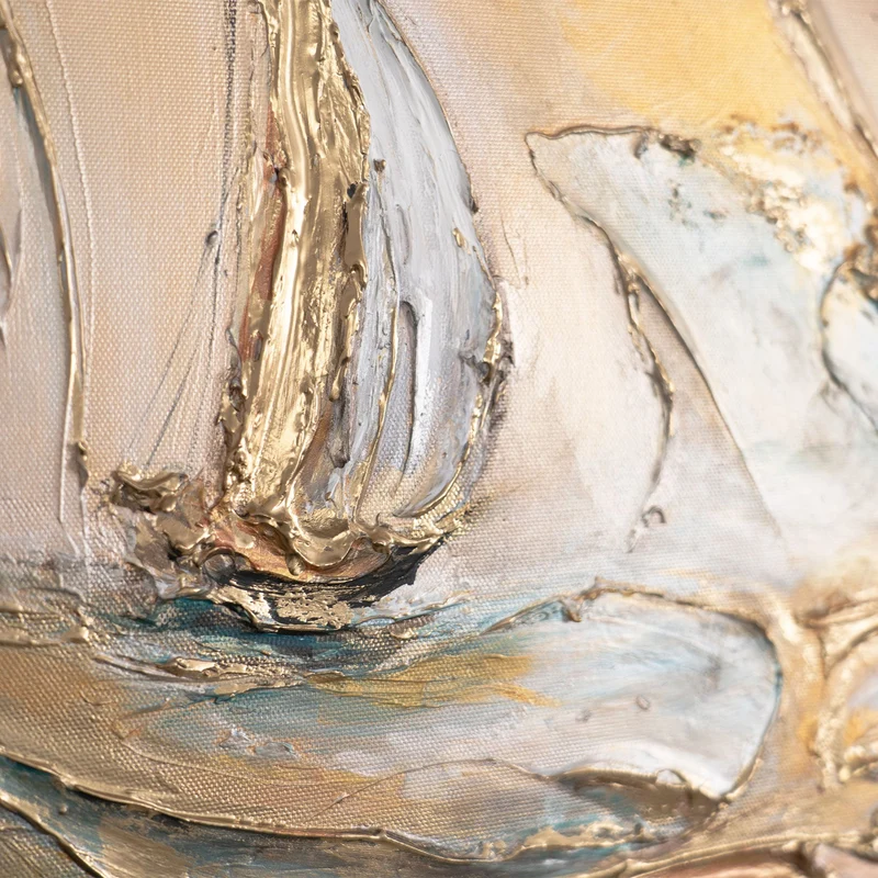 Leinwandbild mit Struktur - Abstrakte Acrylmalerei "Zeitwellen" mit Rahmen