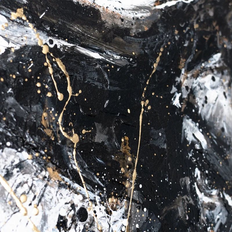Gemälde Handgemalt mit Rahmen „Stärke in Schwarz und Gold“ – majestätischer Bulle frontal
