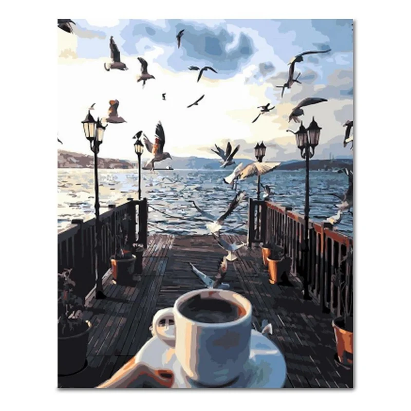 Malen nach Zahlen Kaffee am Meer