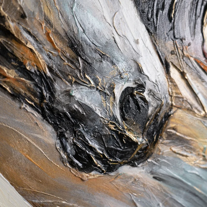 Handgemaltes Acrylbild Mit Pferden Auf Leinwand – Abstrakte Wanddeko "Bewegungsenergie"