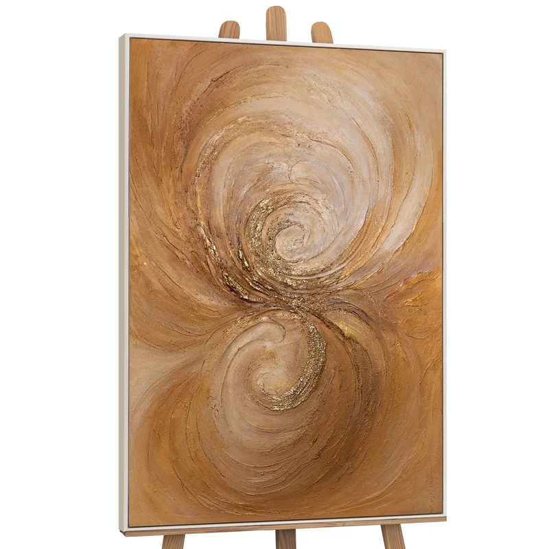 Abstraktes Acrylbild „Wirbelwind der Wärme“ – Handgemalte Leinwandkunst in warmen Brauntönen