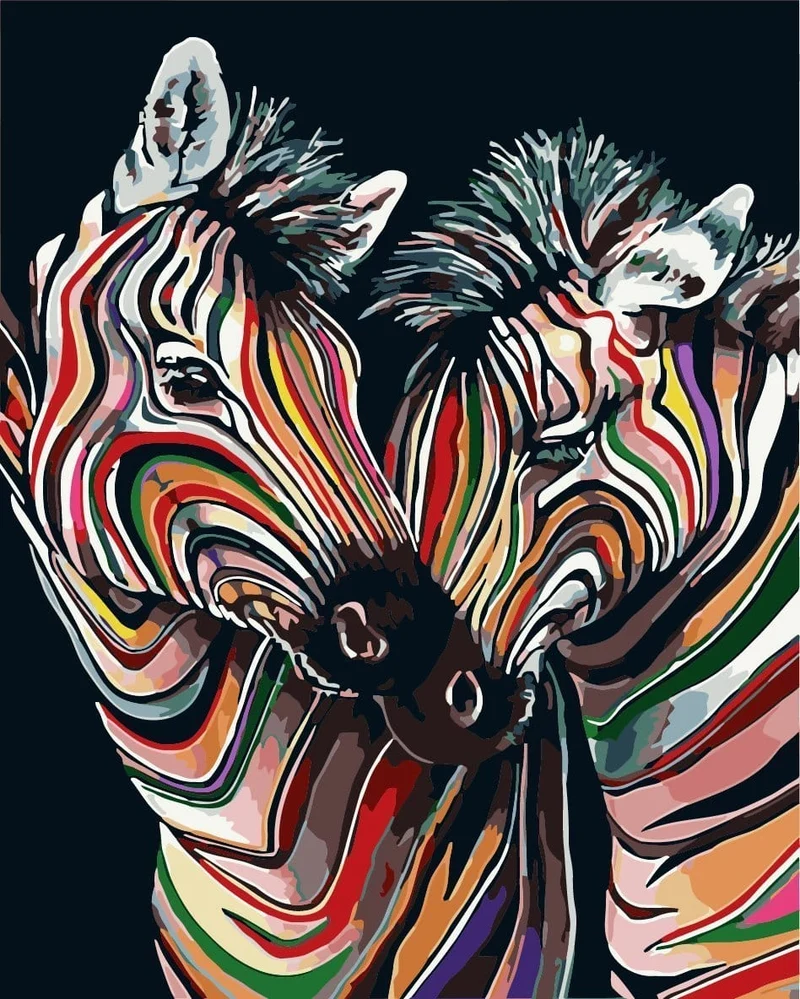 Malen nach Zahlen Bunte Zebras