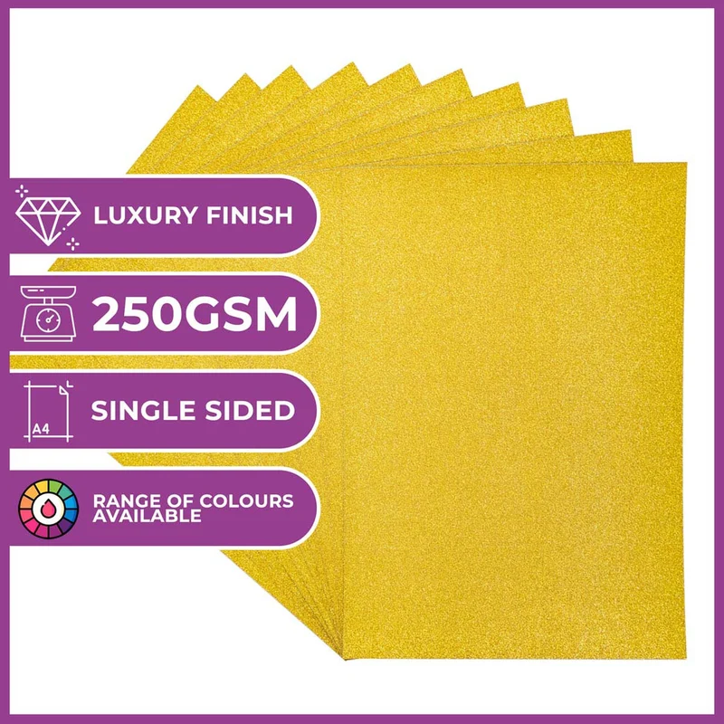 Crafter's Companion - A4 Glitter Card - 250gsm 10 Sheets - Solar Gold