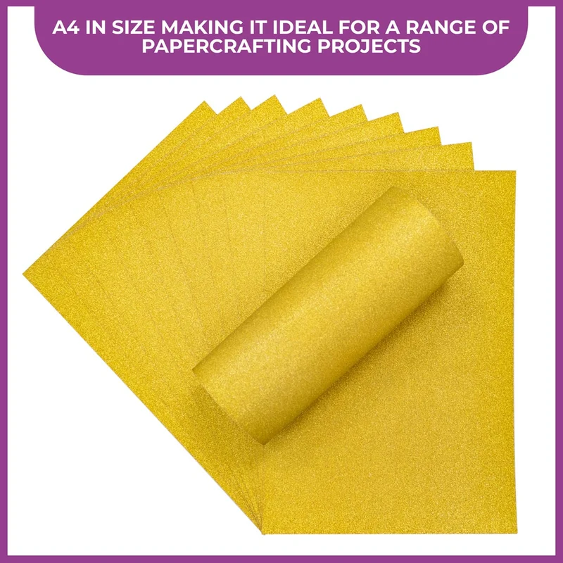 Crafter's Companion - A4 Glitter Card - 250gsm 10 Sheets - Solar Gold