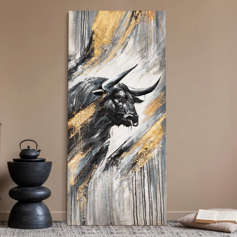 Handgemaltes Leinwandbild "Stolzer Geist" – Acrylbild auf Leinwand modern 115x50cm