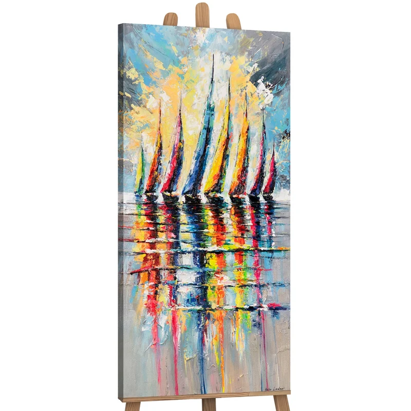 Abstraktes Gemälde "Coloured Sails" - Acrylmalerei auf Leinwand 115x50cm