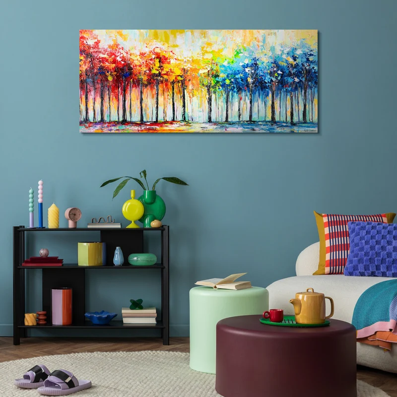 Moderne Kunst Acrylbild "Farben der Natur" - handgemalte abstrakte Gemälde 115x50cm