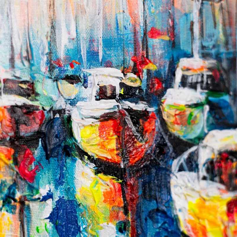 Handgemalte Bilder Unikate "Harmonie des Meeres" – bunte Acrylmalerei auf Leinwand 115x50cm