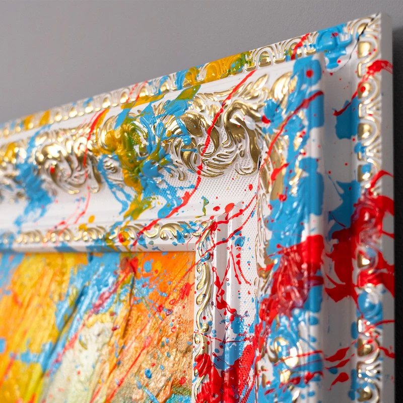 Moderne abstrakte Kunst auf Leinwand – Bunte Acrylmalerei „Glanz des Horizonts“