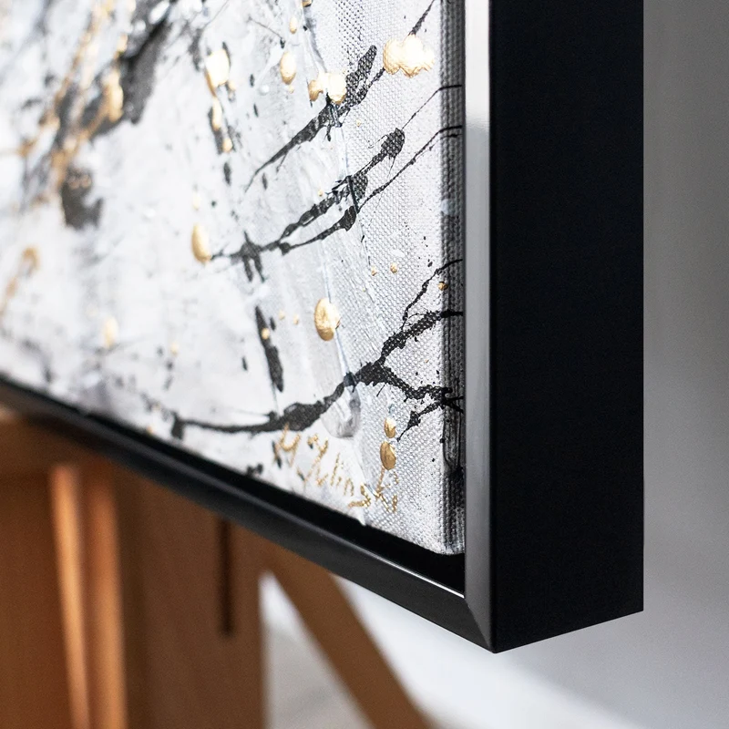 Monochromes Acrylbild mit Rahmen „Zwei Gesichter“ – emotionale Wandkunst auf Leinwand