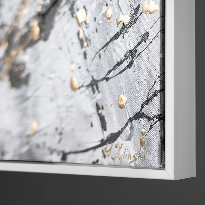 Monochromes Acrylbild mit Rahmen „Zwei Gesichter“ – emotionale Wandkunst auf Leinwand