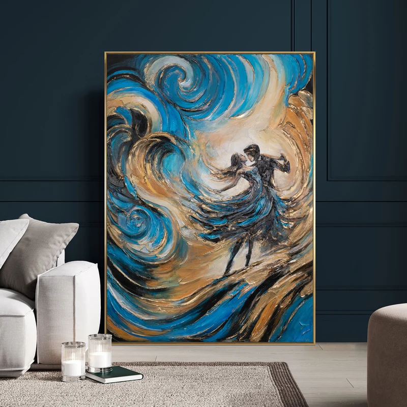 Handgemaltes Acrylbild mit Struktur und Rahmen – Abstrakte Kunst "Feenwalzer"