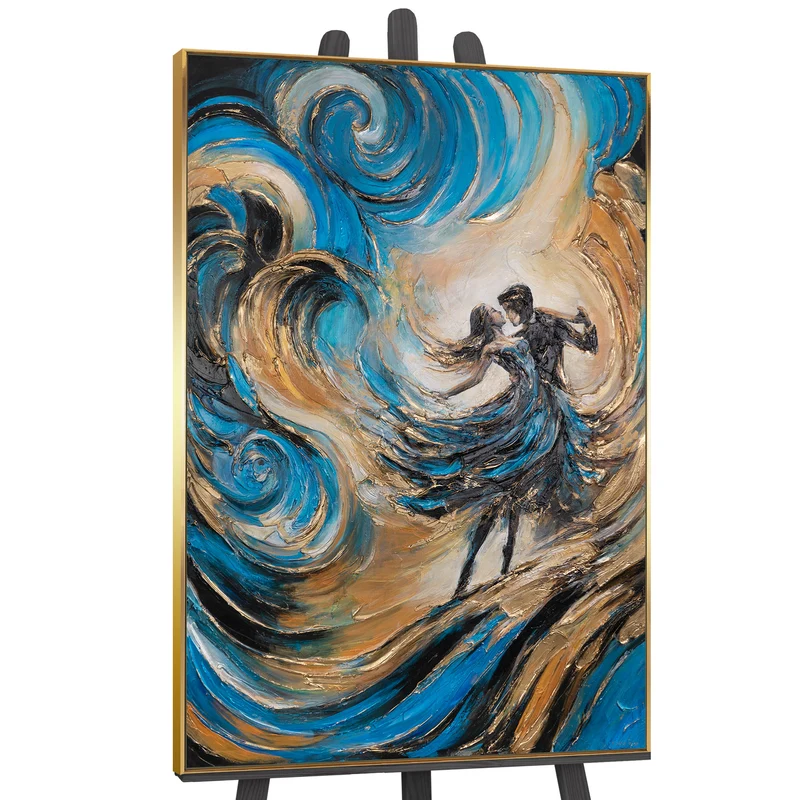 Handgemaltes Acrylbild mit Struktur und Rahmen – Abstrakte Kunst "Feenwalzer"