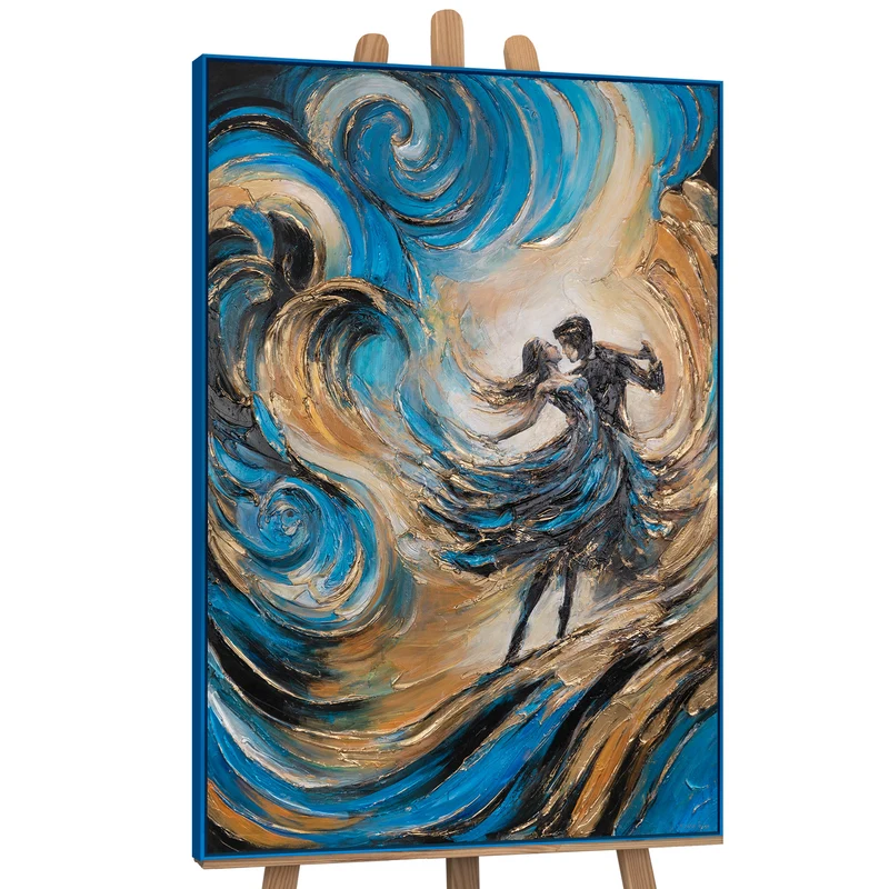 Handgemaltes Acrylbild mit Struktur und Rahmen – Abstrakte Kunst "Feenwalzer"