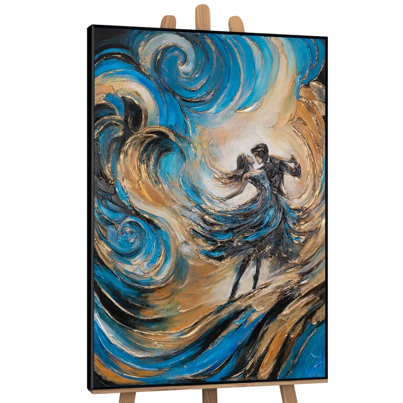 Handgemaltes Acrylbild mit Struktur und Rahmen – Abstrakte Kunst "Feenwalzer"