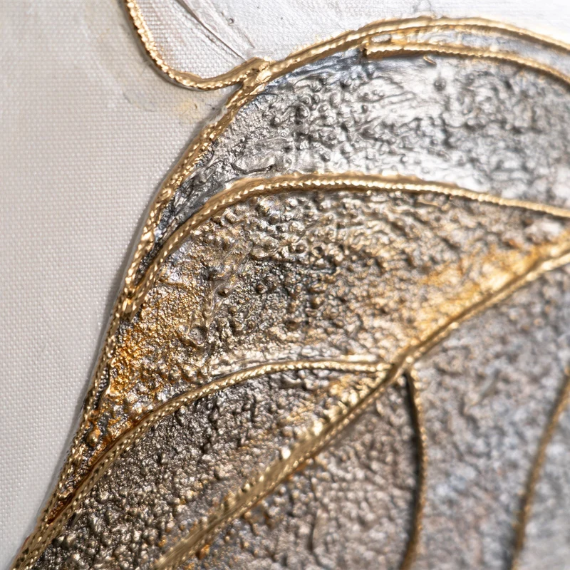 Abstraktes Acrylbilder mit Blättern – Modern Wandbild mit Rahmen "Natürliche Verzierung"