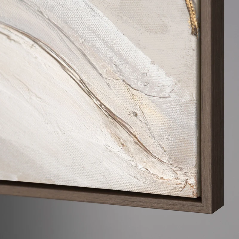 Abstraktes Acrylbilder mit Blättern – Modern Wandbild mit Rahmen "Natürliche Verzierung"