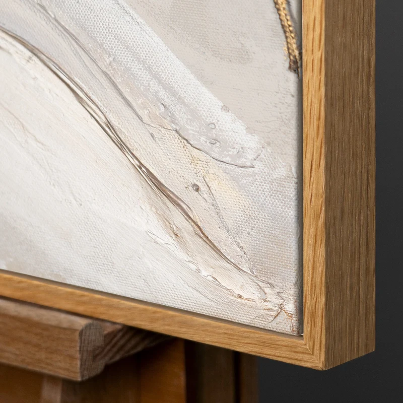 Abstraktes Acrylbilder mit Blättern – Modern Wandbild mit Rahmen "Natürliche Verzierung"