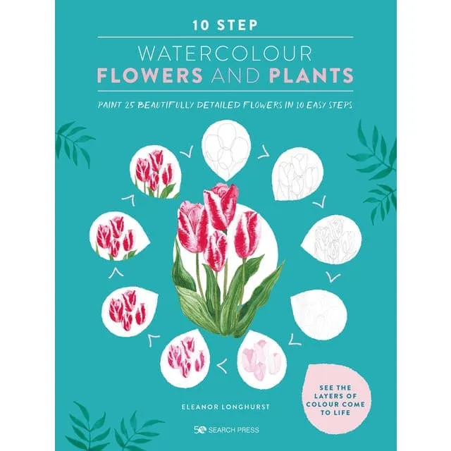 10 Step Watercolour Flowers Book