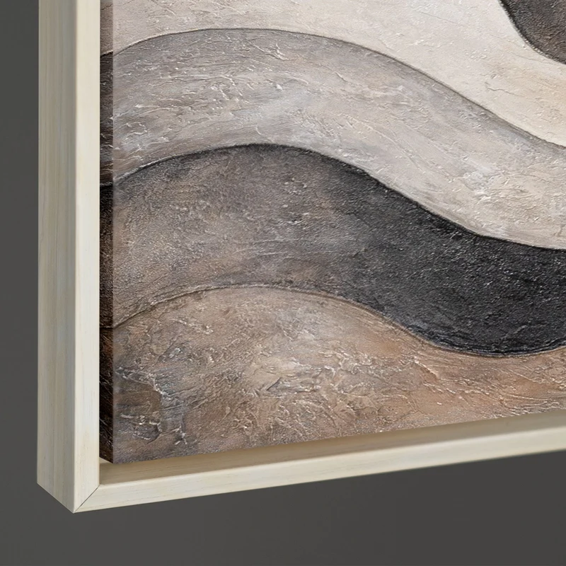 Abstraktes Leinwandbild in Beige Grau – Struktur Acrylgemälde „Sandwellen“