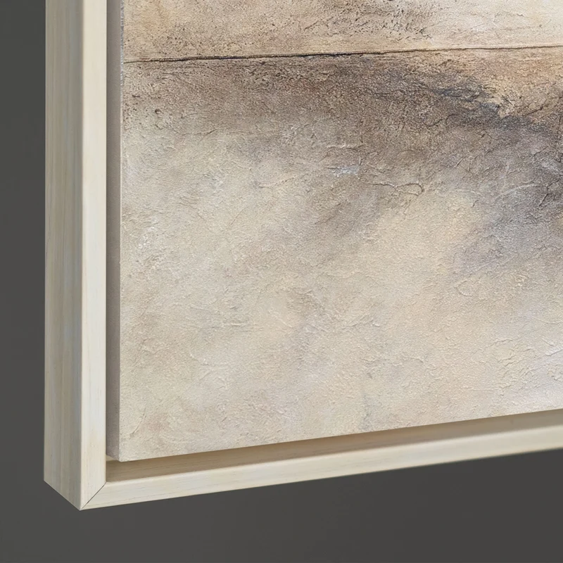 Handgemaltes Struktur Gemälde „Horizontlinie“ - Wanddeko in Beige Gold