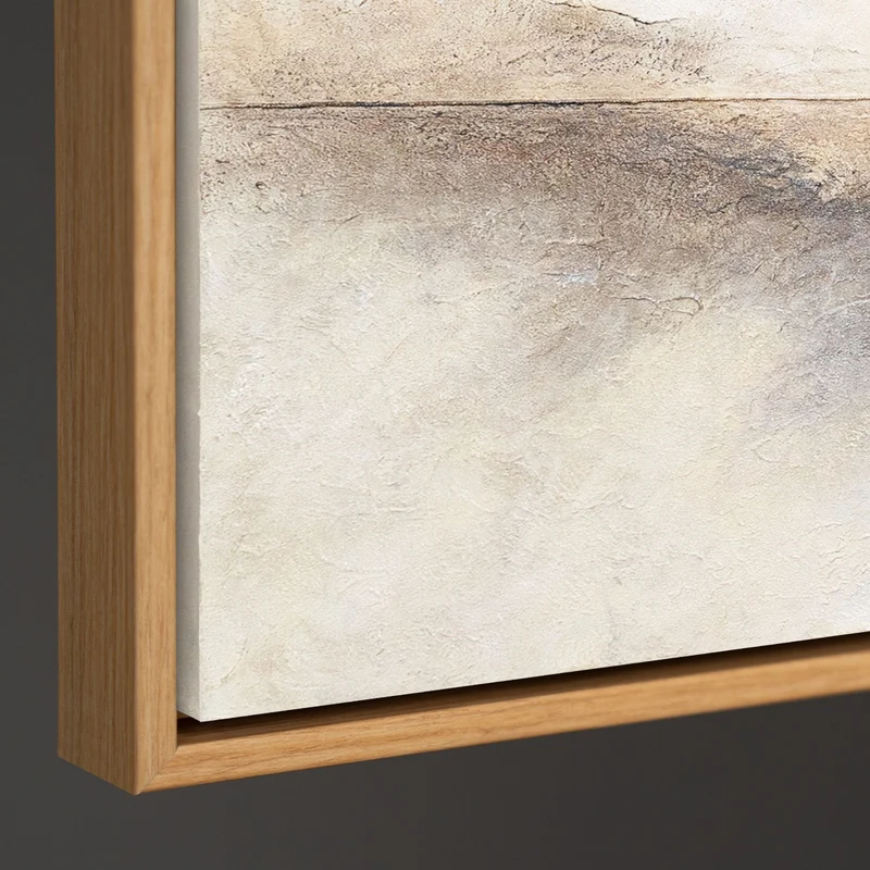 Handgemaltes Struktur Gemälde „Horizontlinie“ - Wanddeko in Beige Gold