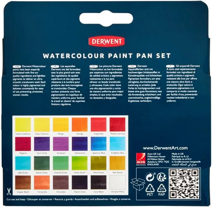Derwent - Watercolour Paint Pan 24 Set