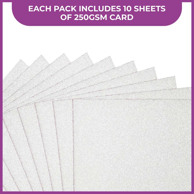 Crafter's Companion - A4 Glitter Card - 250gsm 10 Sheets - Pale Silver