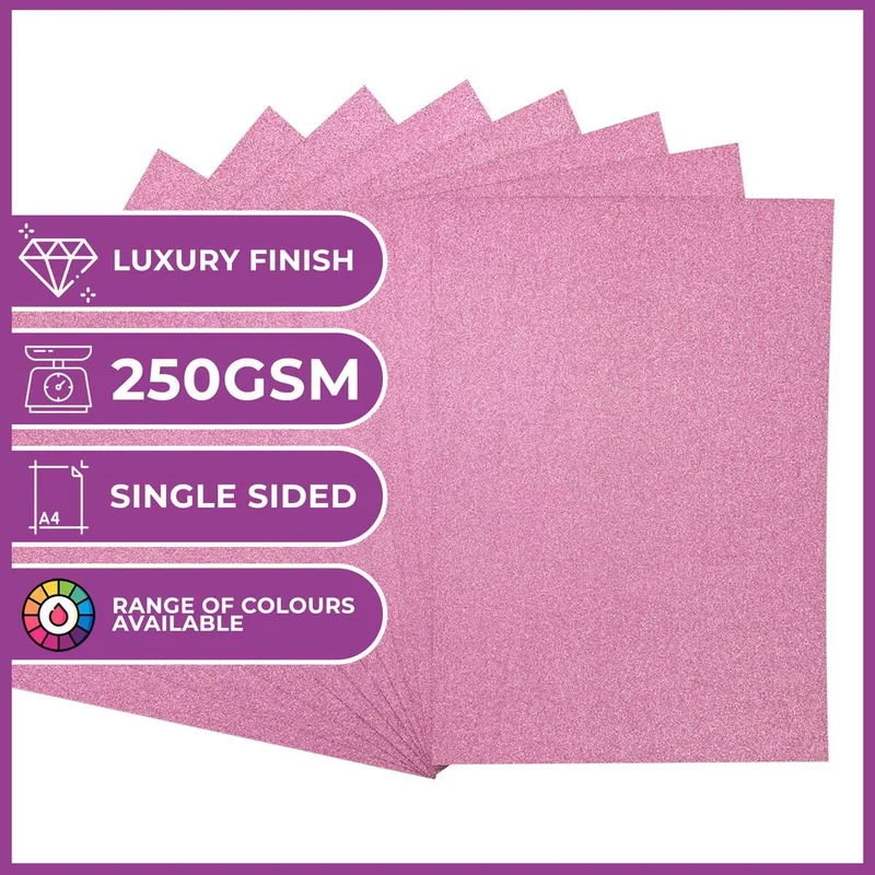 Crafter's Companion - A4 Glitter Card - 250gsm 10 Sheets - Baby Pink