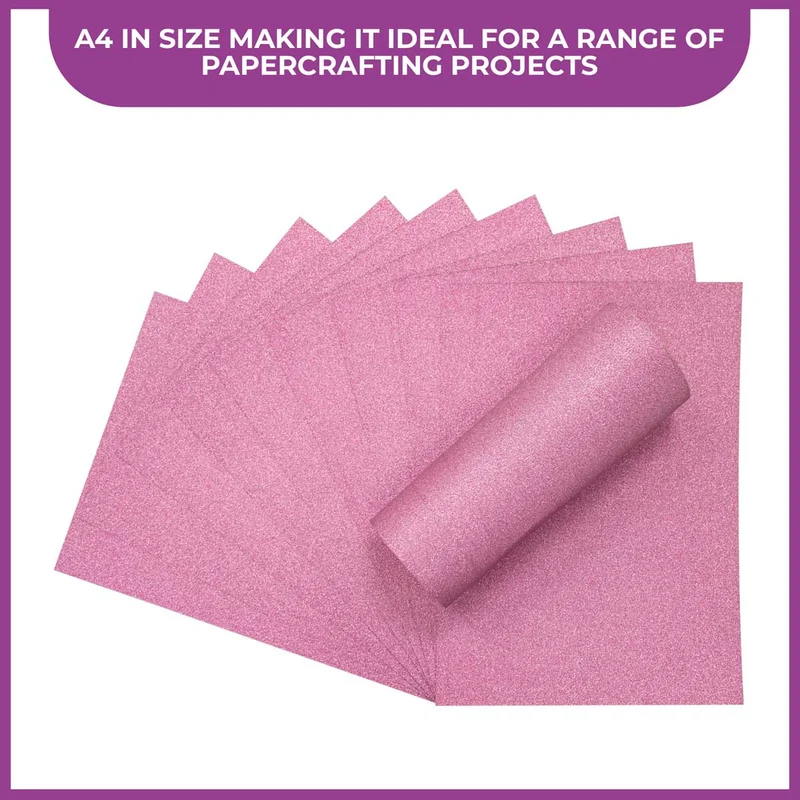Crafter's Companion - A4 Glitter Card - 250gsm 10 Sheets - Baby Pink