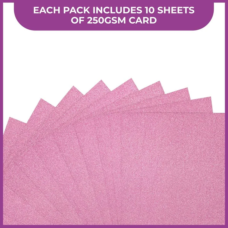Crafter's Companion - A4 Glitter Card - 250gsm 10 Sheets - Baby Pink