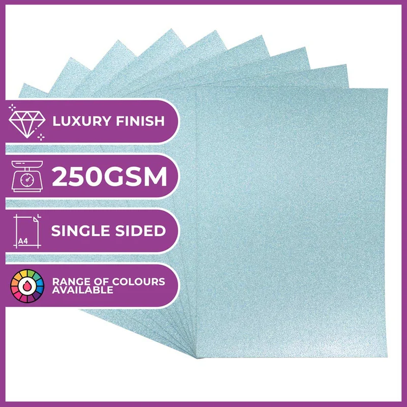 Crafter's Companion - A4 Glitter Card - 250gsm 10 Sheets - Baby Blue