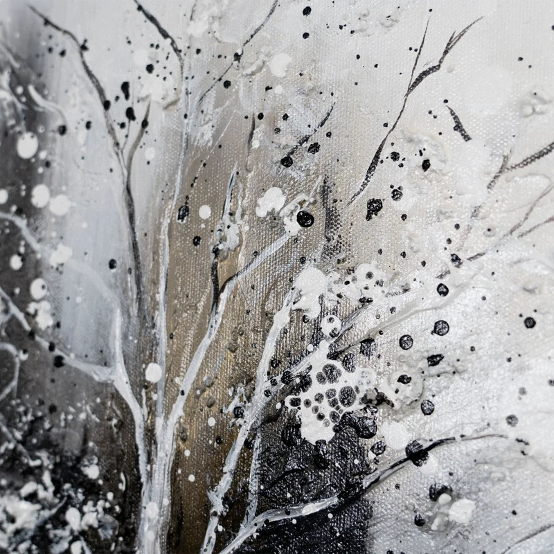 Abstrakt Leinwandbild "Geheimer Wald" - moderne Acrylmalerei für Wohnzimmer 115x50cm