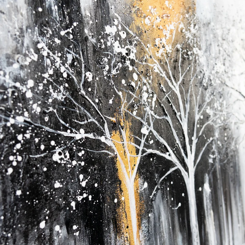 Abstrakt Leinwandbild "Geheimer Wald" - moderne Acrylmalerei für Wohnzimmer 115x50cm