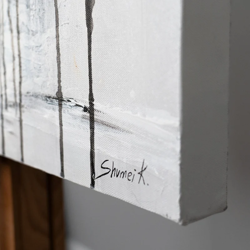 Abstrakt Leinwandbild "Geheimer Wald" - moderne Acrylmalerei für Wohnzimmer 115x50cm