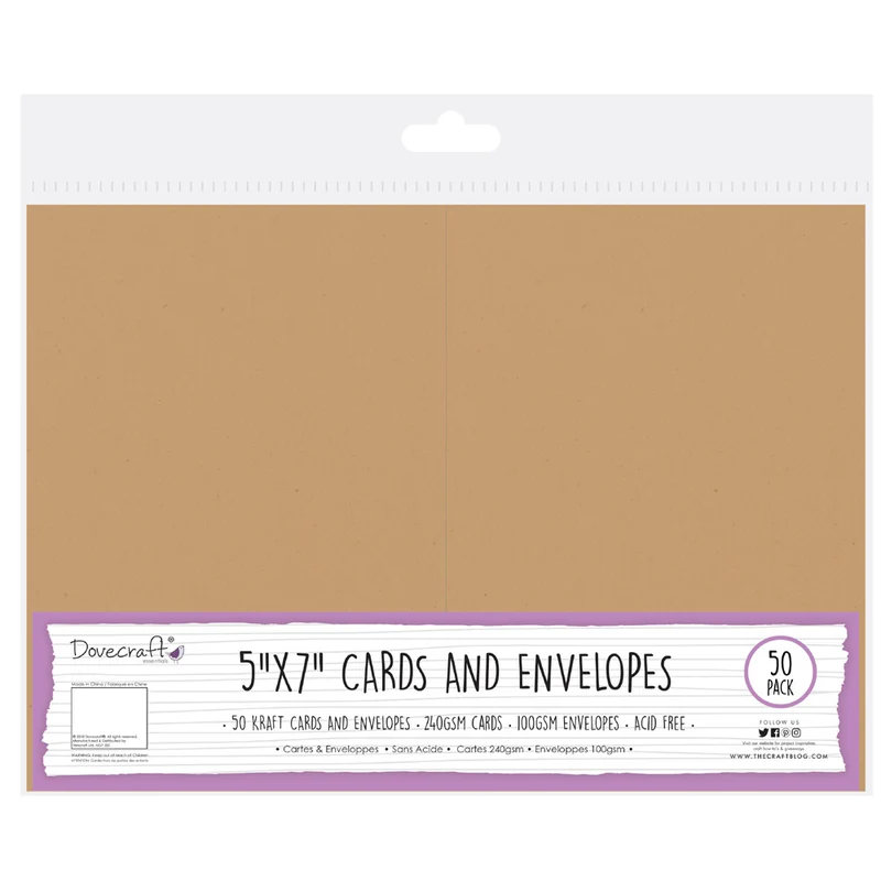 Dovecraft - Cards & Envelopes 5x7" Kraft - 50 pack