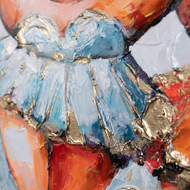 Acrylbild „Helles Ensemble" – fünf Tänzerinnen handgemalt auf Leinwand, 115×50 cm