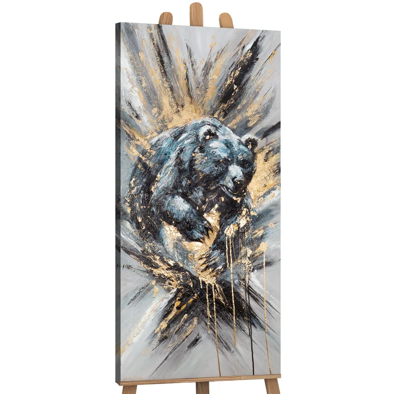 Handgemalte acrylbilder auf Leinwand abstrakt "Tierische Kraft" 115x50cm