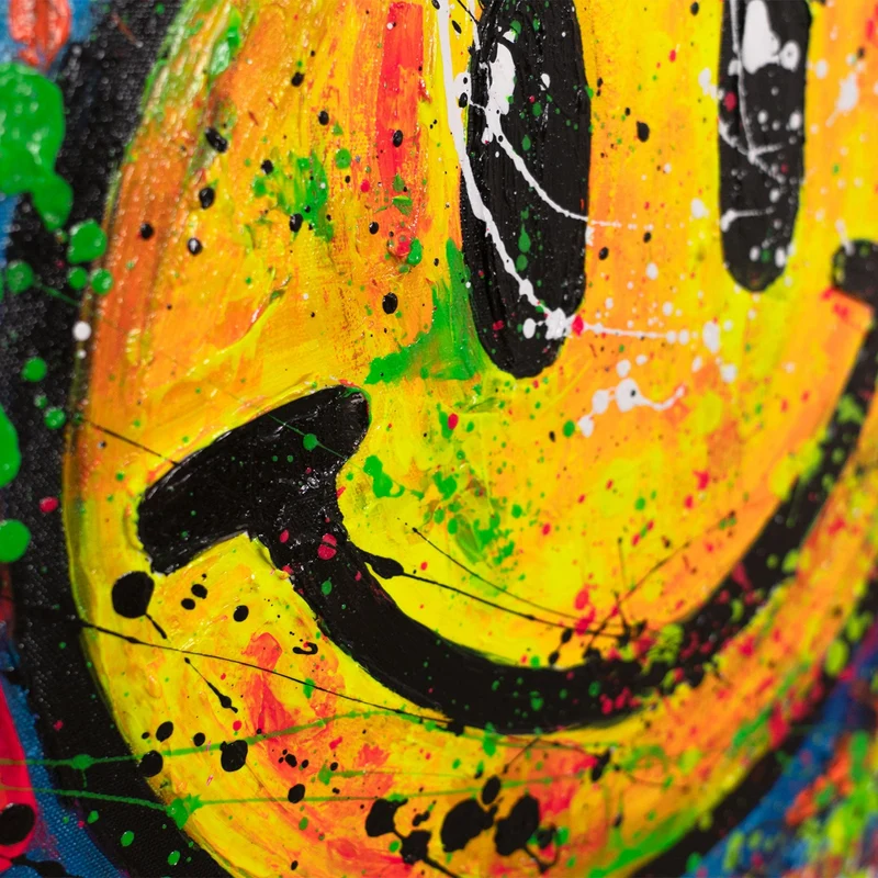 Moderne Abstrakte Kunst fürs Wohnzimmer – Bunte Bild auf Leinwand „Rollschuhe und Freude“