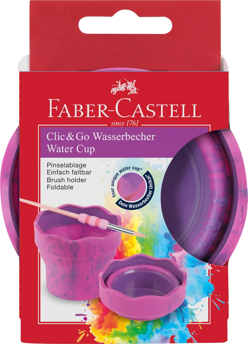 Faber-Castell Wasserbecher Clic&Go pink – faltbar