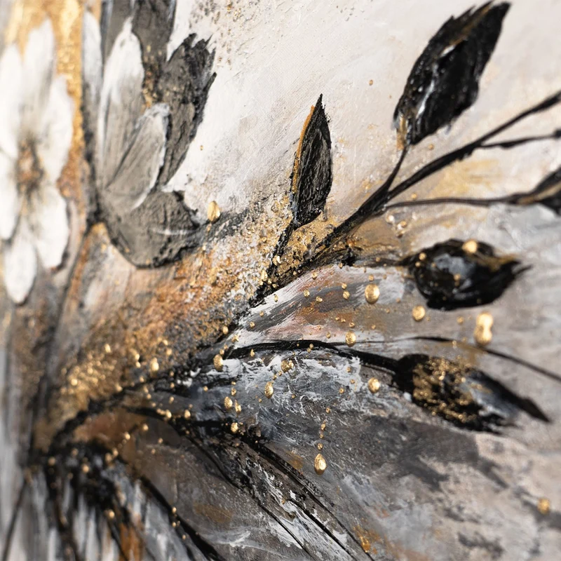 Florale Acrylmalerei auf Leinwand – Moderne Wandkunst "Das Glühen der Farben" 115x50cm