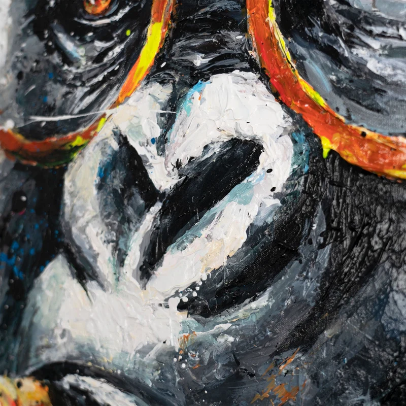 Modernes Acrylbild mit Gorilla - Handgemalte Gemälde "Gangster" für Wohnzimmer