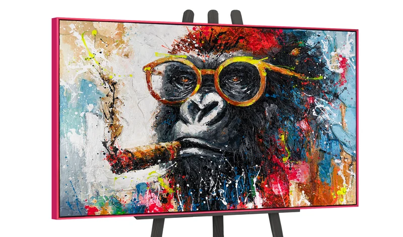 Modernes Acrylbild mit Gorilla - Handgemalte Gemälde "Gangster" für Wohnzimmer