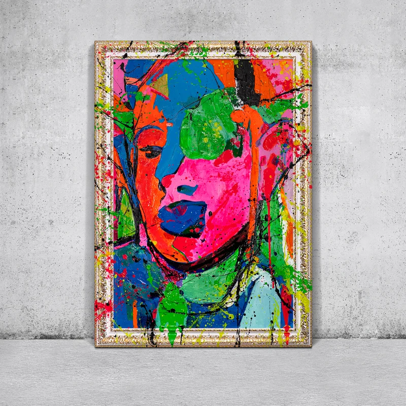 Abstrakte Kunst Portrait – Moderne Handgemaltes Gemälde „Emotion“