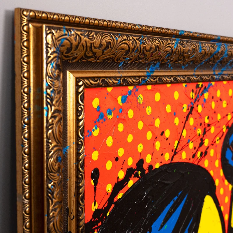 Handgemalte Pop-Art Gemälde – Moderne Wandbilder Wohnzimmer „Farbiger Kuss“