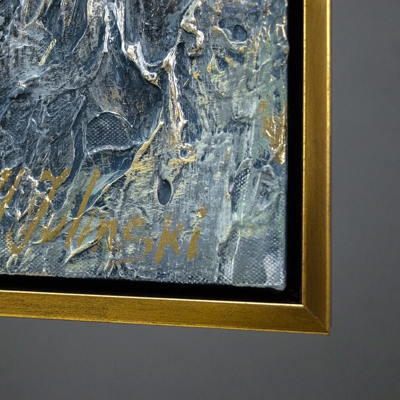 Handgemaltes Acrylbild "Spiegelungen II" – Abstrakte Kunst Gold Schwarz
