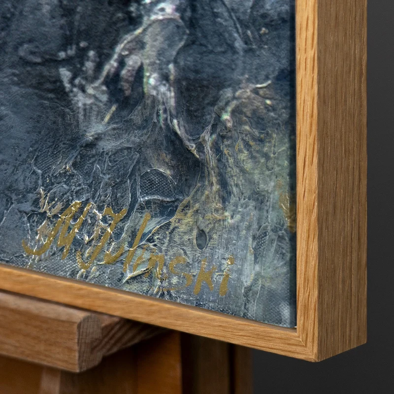Handgemaltes Acrylbild "Spiegelungen II" – Abstrakte Kunst Gold Schwarz